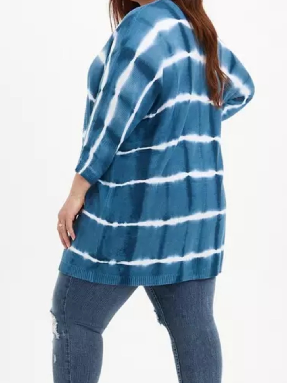 Torrid Tie Dye Dolman Sleeve Cardigan Blue White Size 2
